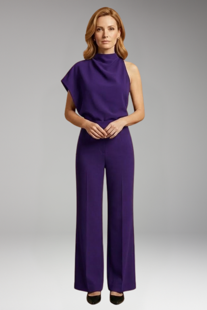 Women's Jumpsuit with High Neck and Wide Legs