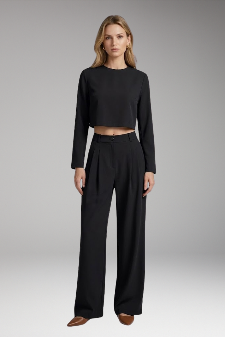 Women's Jumpsuit with Long Sleeves and Wide Legs