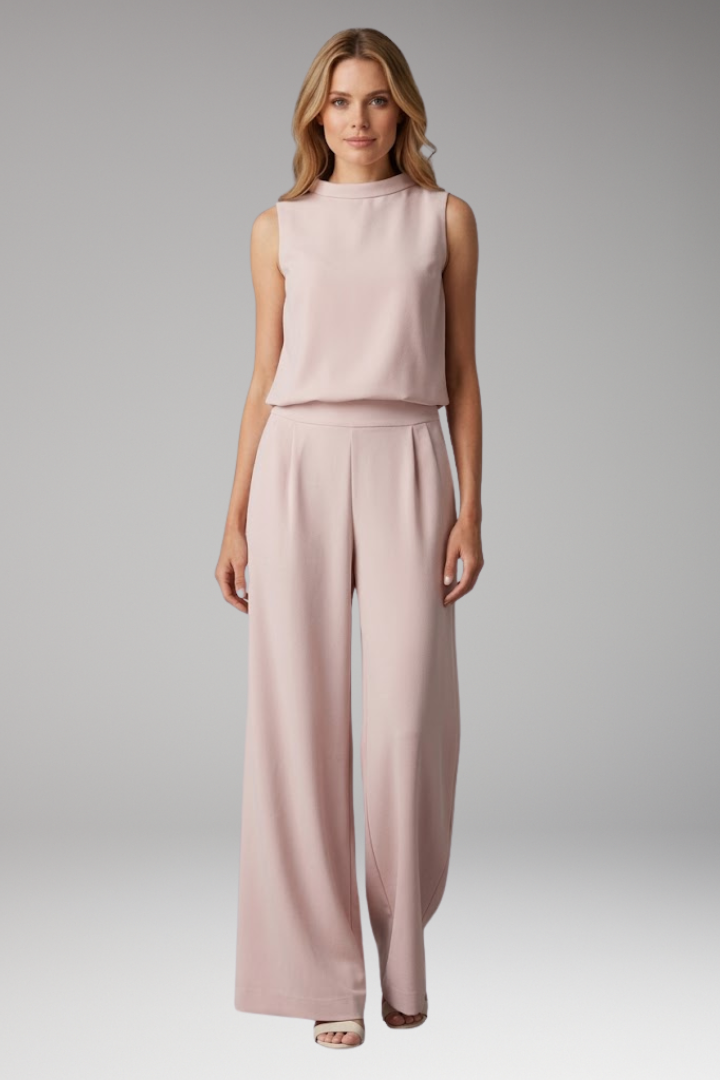 Women's Jumpsuit with Mock Neck and Straight Legs