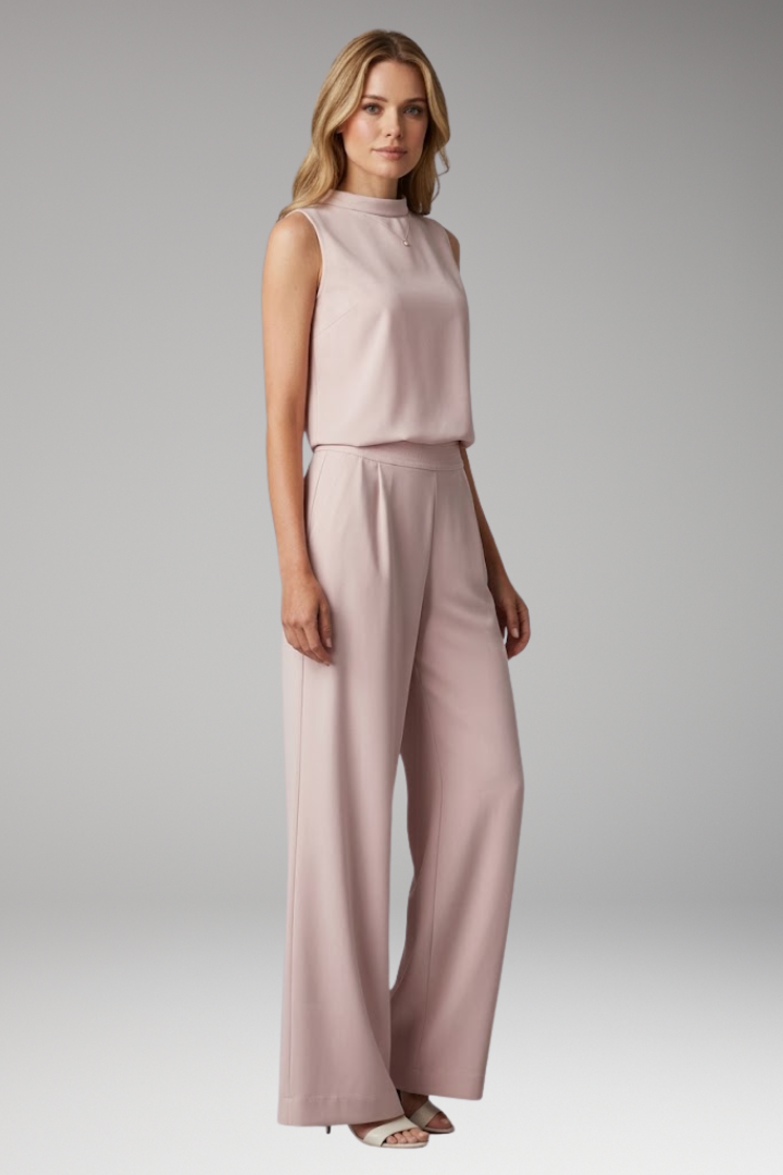 Women's Jumpsuit with Mock Neck and Straight Legs