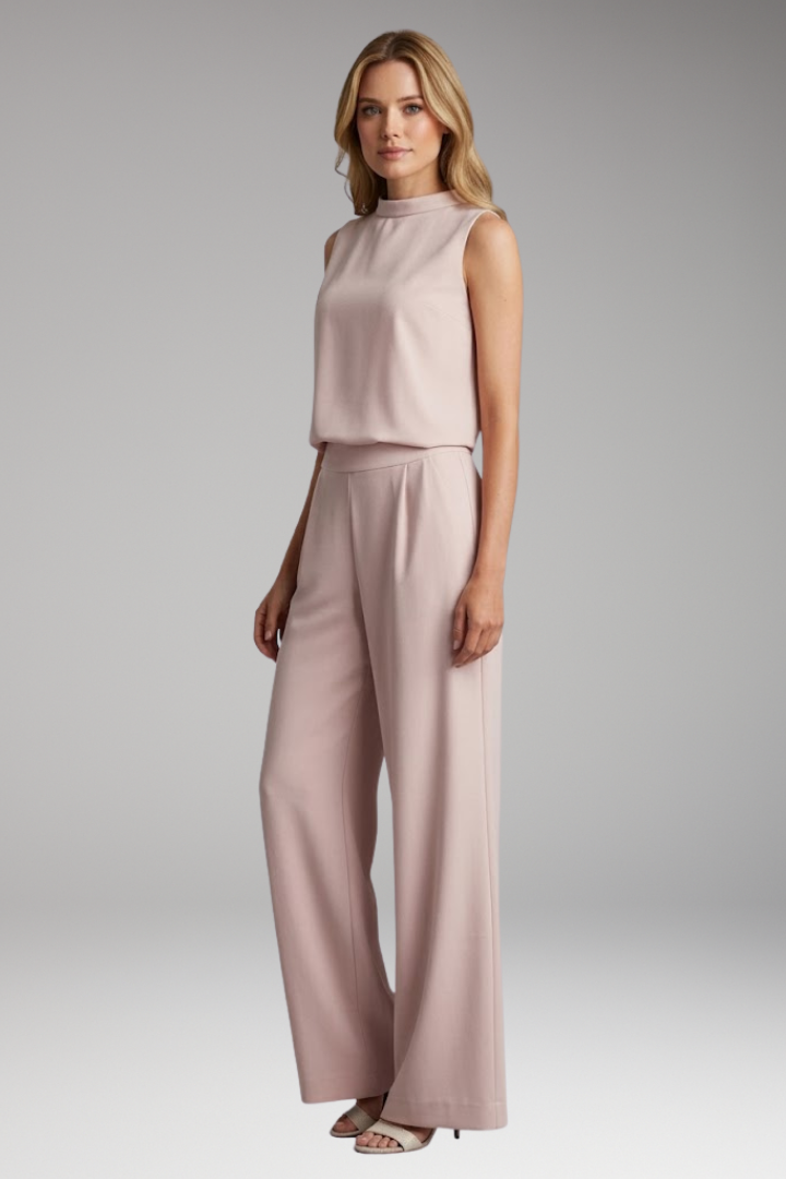 Women's Jumpsuit with Mock Neck and Straight Legs