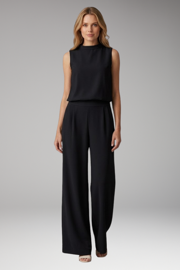 Women's Jumpsuit with Mock Neck and Straight Legs