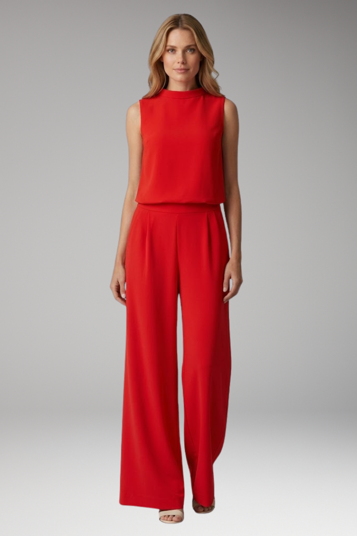 Women's Jumpsuit with Mock Neck and Straight Legs
