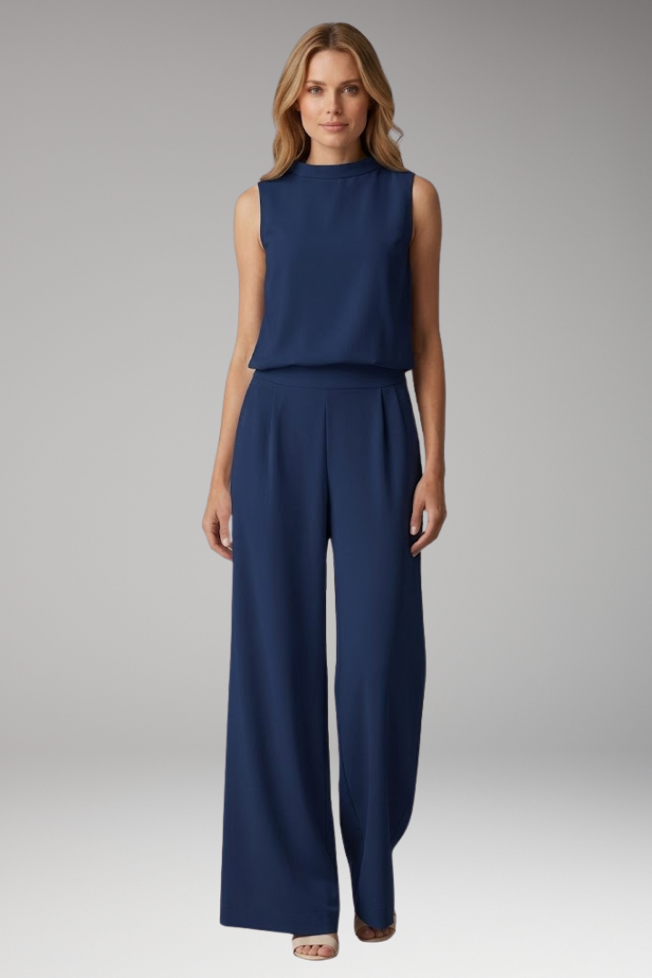 Women's Jumpsuit with Mock Neck and Straight Legs