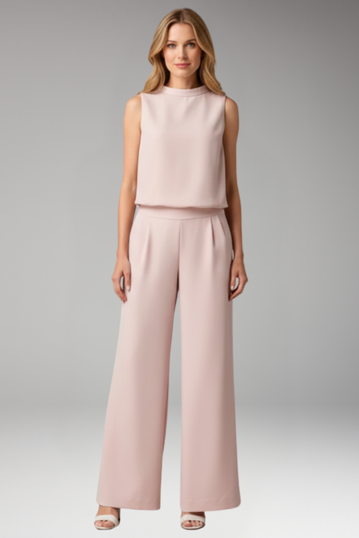 Women's Jumpsuit with Mock Neck and Wide Legs