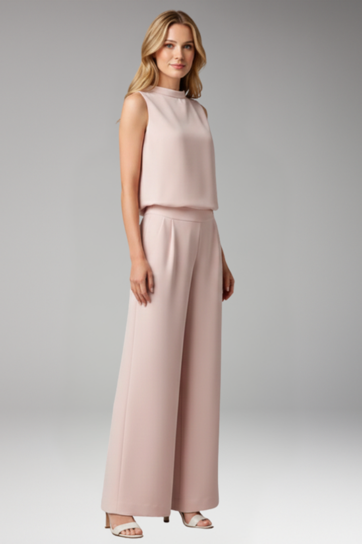 Women's Jumpsuit with Mock Neck and Wide Legs