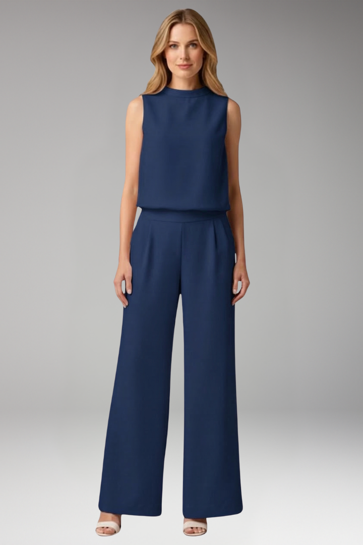 Women's Jumpsuit with Mock Neck and Wide Legs