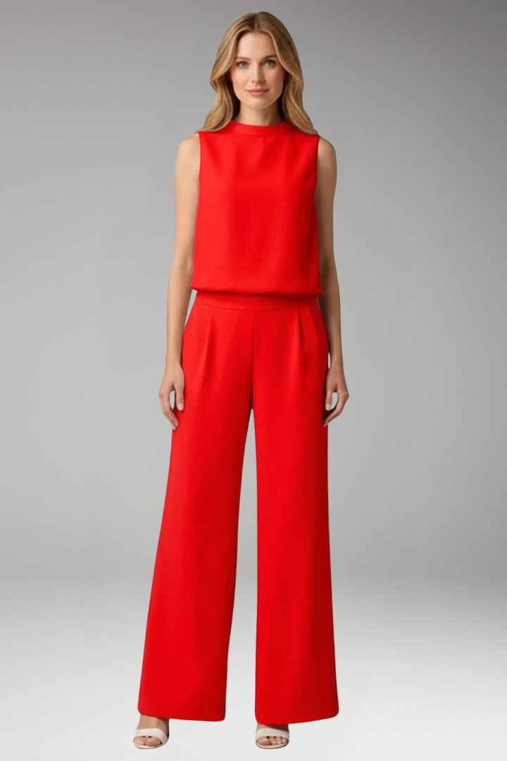 Women's Jumpsuit with Mock Neck and Wide Legs