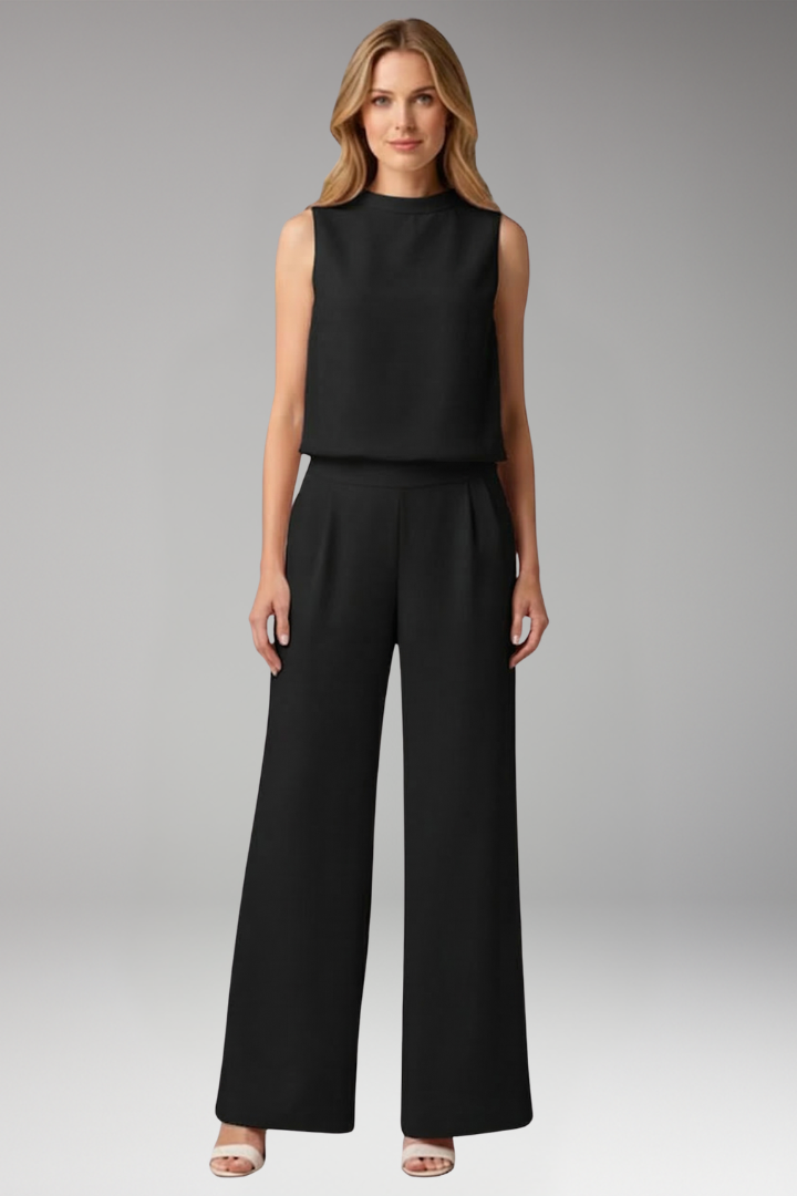 Women's Jumpsuit with Mock Neck and Wide Legs