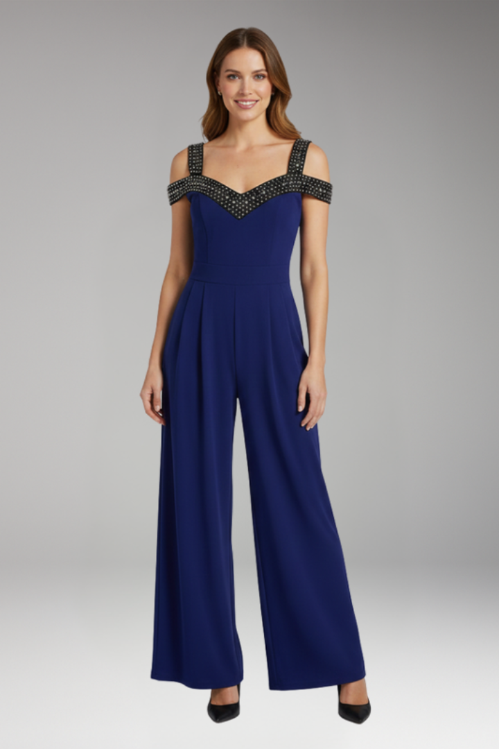 Women's Jumpsuit with Off Shoulder Neck and Wide Legs