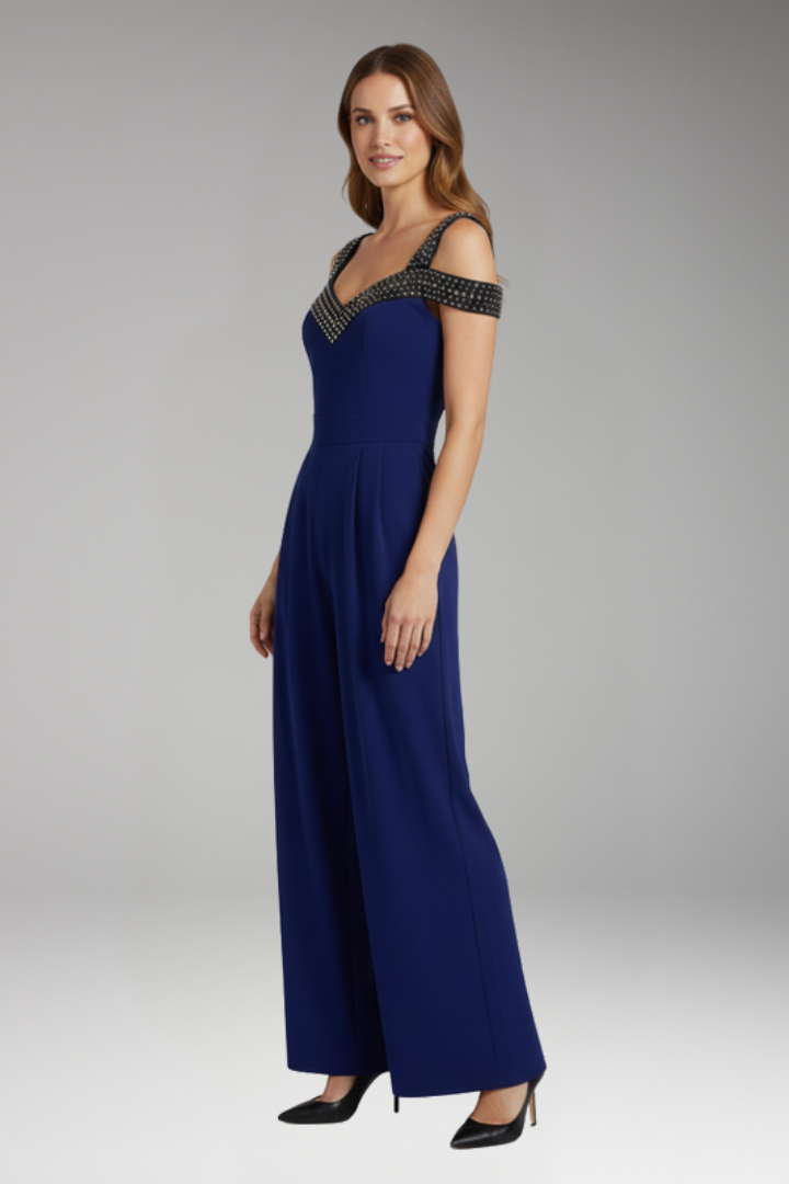 Women's Jumpsuit with Off Shoulder Neck and Wide Legs