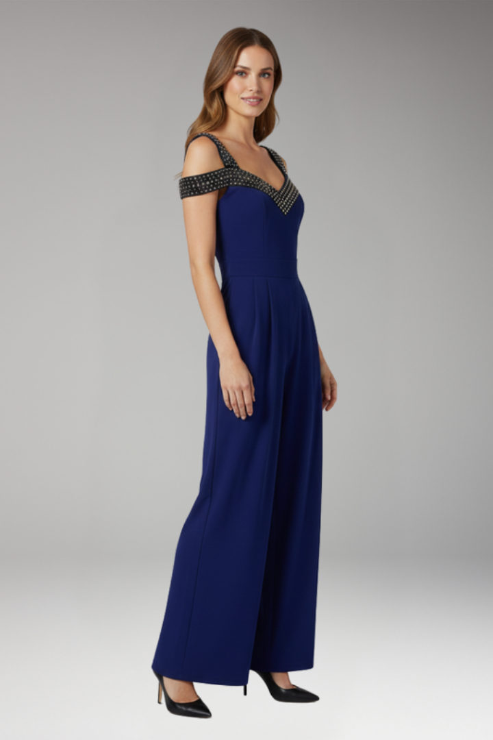 Women's Jumpsuit with Off Shoulder Neck and Wide Legs