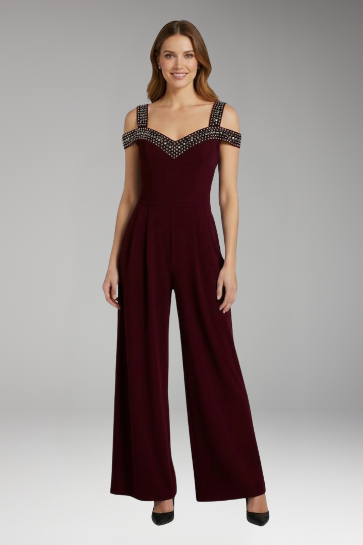 Women's Jumpsuit with Off Shoulder Neck and Wide Legs