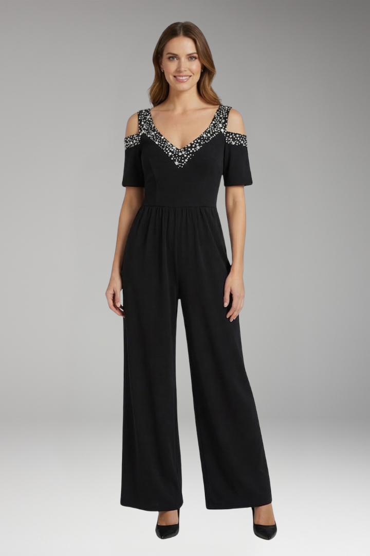 Women's Jumpsuit with Off Shoulder Neck and Wide Legs