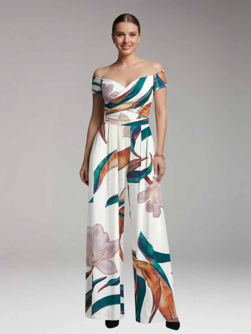Women's Jumpsuit with Off Shoulder and Wide Legs