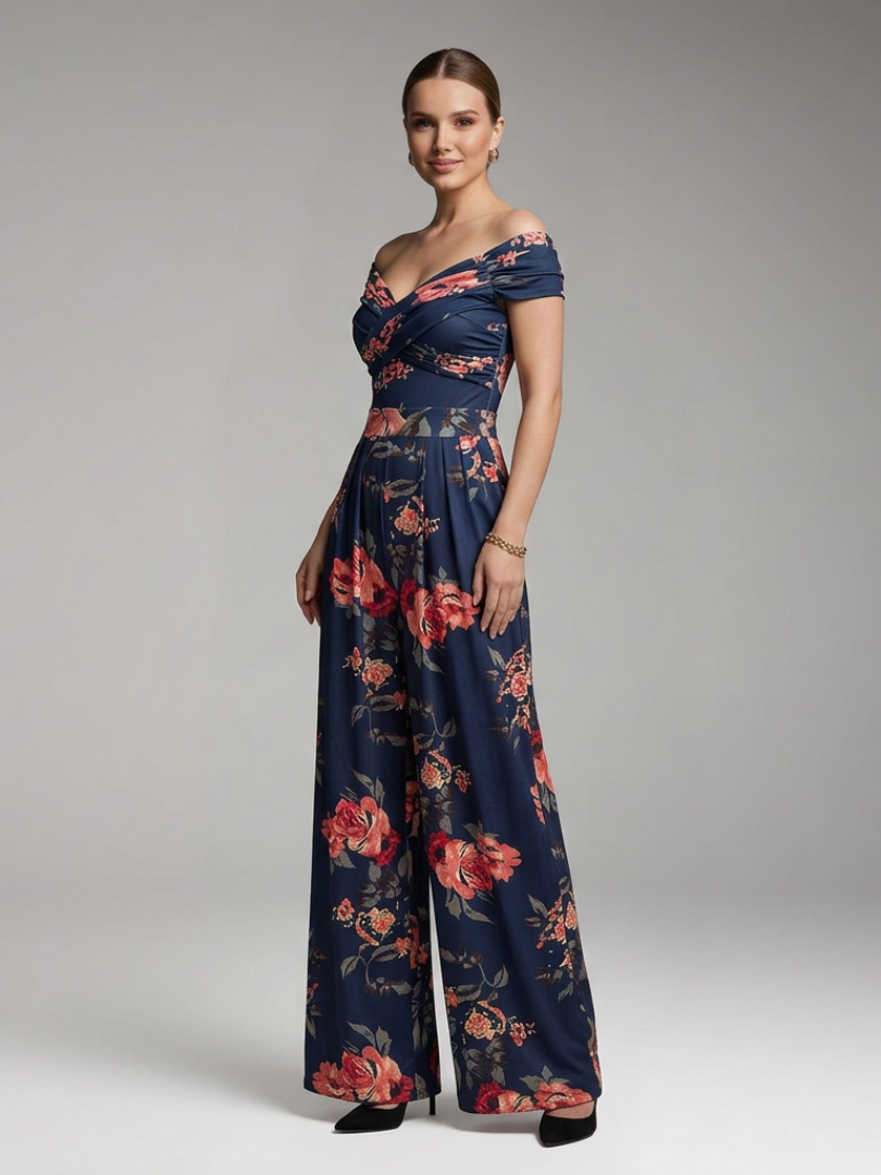 Women's Jumpsuit with Off Shoulder and Wide Legs