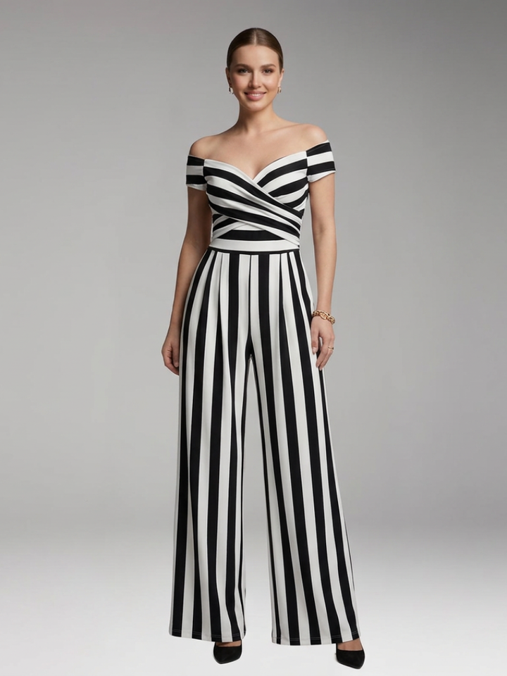 Women's Jumpsuit with Off Shoulder and Wide Legs