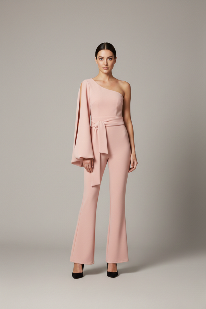 Women's Jumpsuit with One-Shoulder Design and Fitted Look