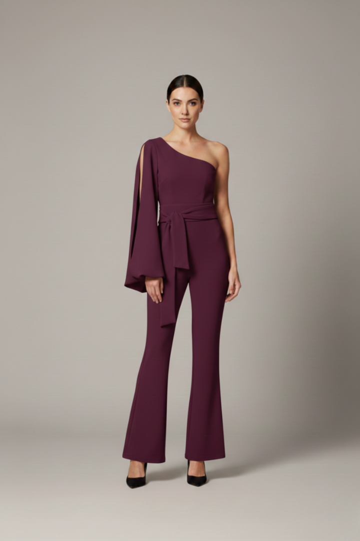 Women's Jumpsuit with One-Shoulder Design and Fitted Look