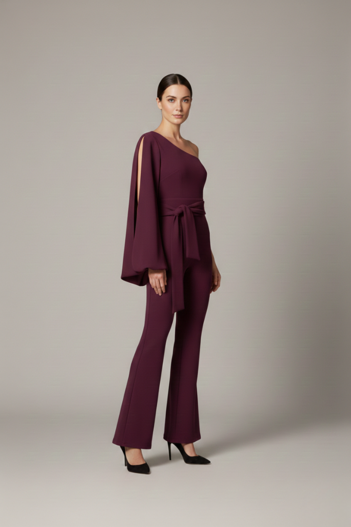 Women's Jumpsuit with One-Shoulder Design and Fitted Look