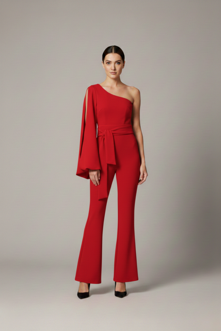Women's Jumpsuit with One-Shoulder Design and Fitted Look