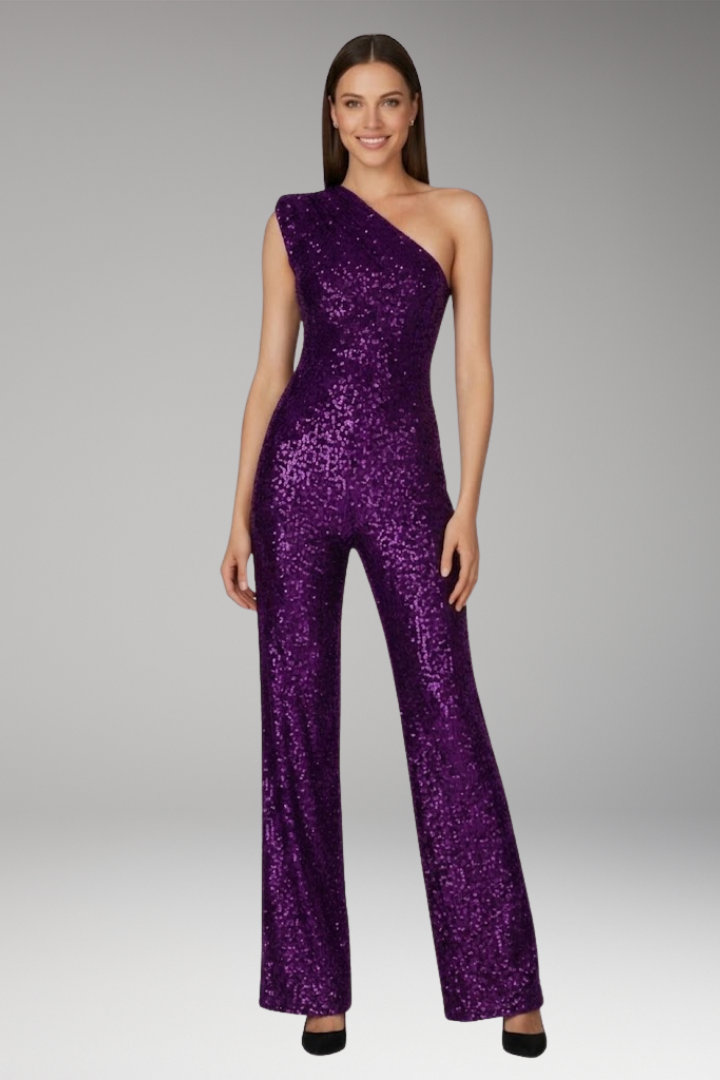 Women's Jumpsuit with One Shoulder and Straight Legs