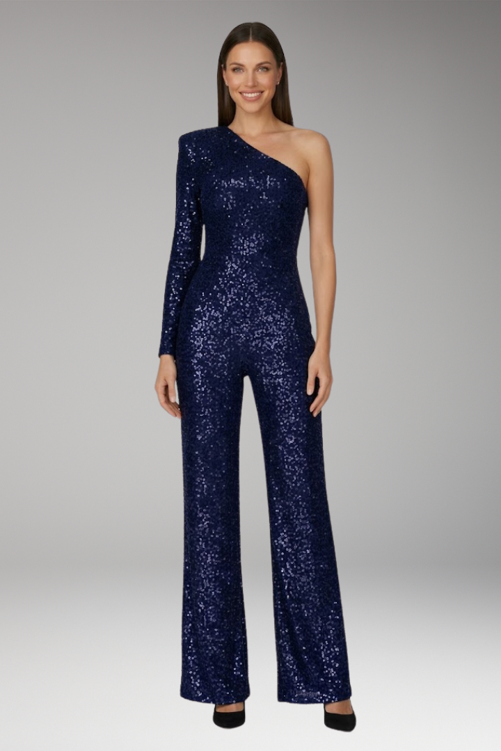 Women's Jumpsuit with One Shoulder and Straight Legs