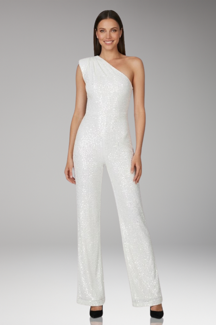 Women's Jumpsuit with One Shoulder and Straight Legs