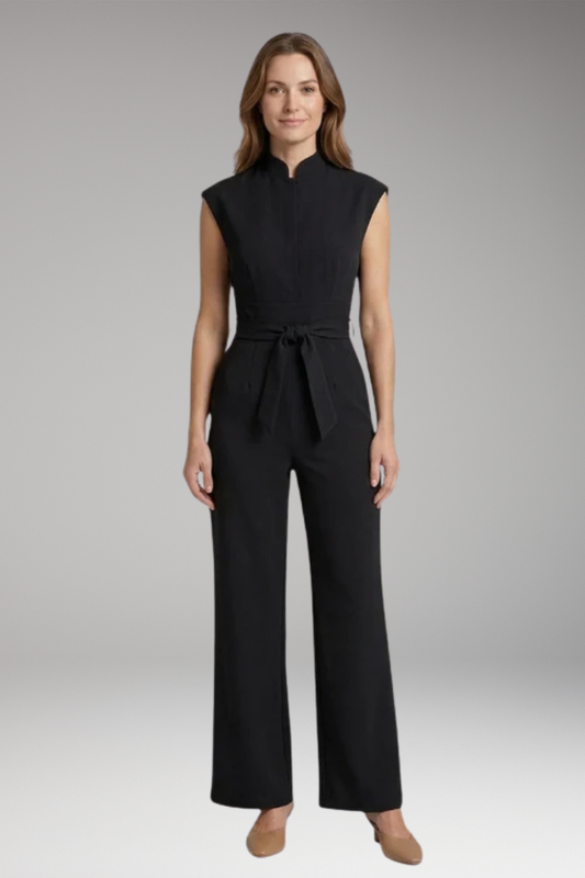 Women's Jumpsuit with Polyester Fabric and Plain Woven Surface