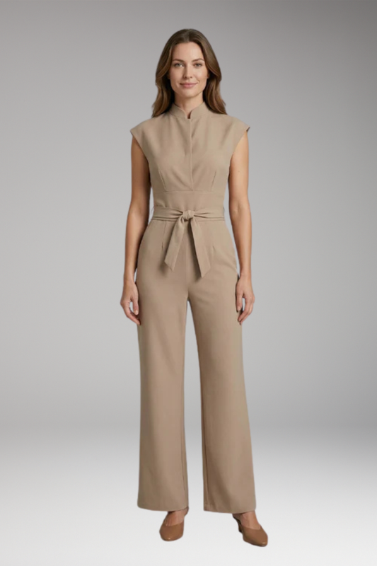 Women's Jumpsuit with Polyester Fabric and Plain Woven Surface