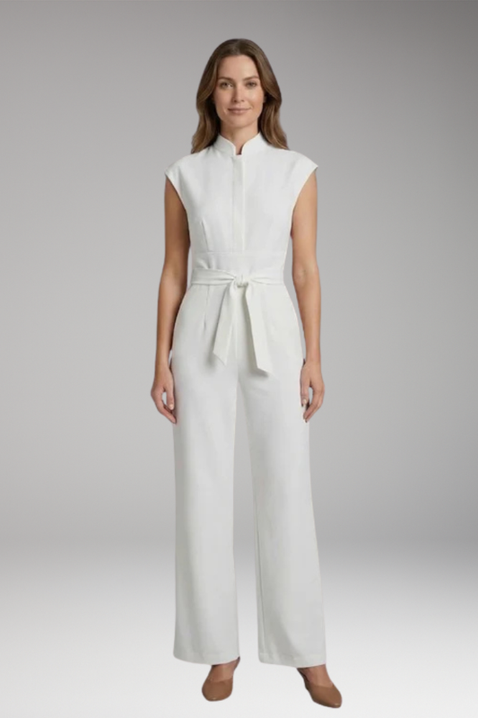 Women's Jumpsuit with Polyester Fabric and Plain Woven Surface