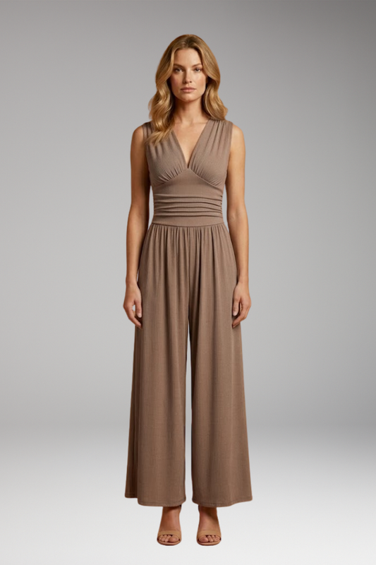 Women's Jumpsuit with Ribbed Surface and Wide Legs