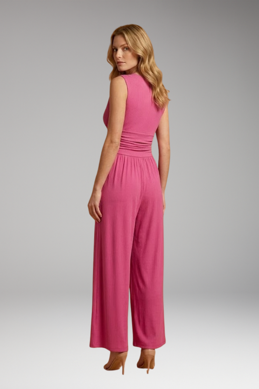Women's Jumpsuit with Ribbed Surface and Wide Legs