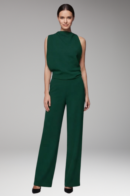 Women's Jumpsuit with Round Neck and Wide Legs