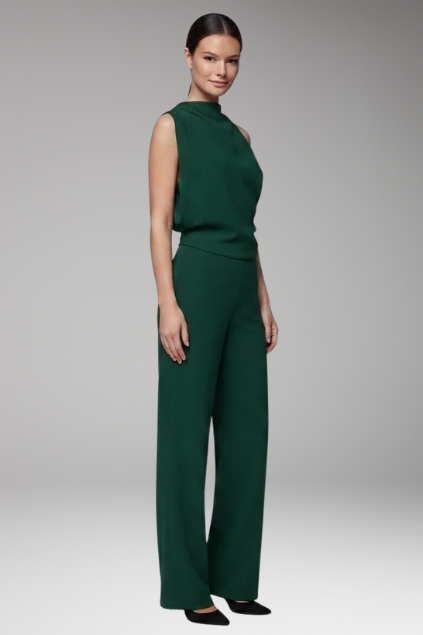 Women's Jumpsuit with Round Neck and Wide Legs