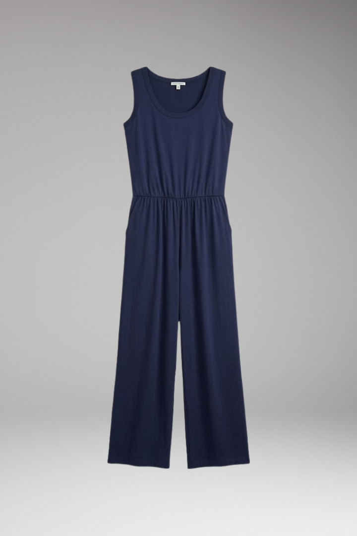 Women's Jumpsuit with Scoop Neck and Wide Legs
