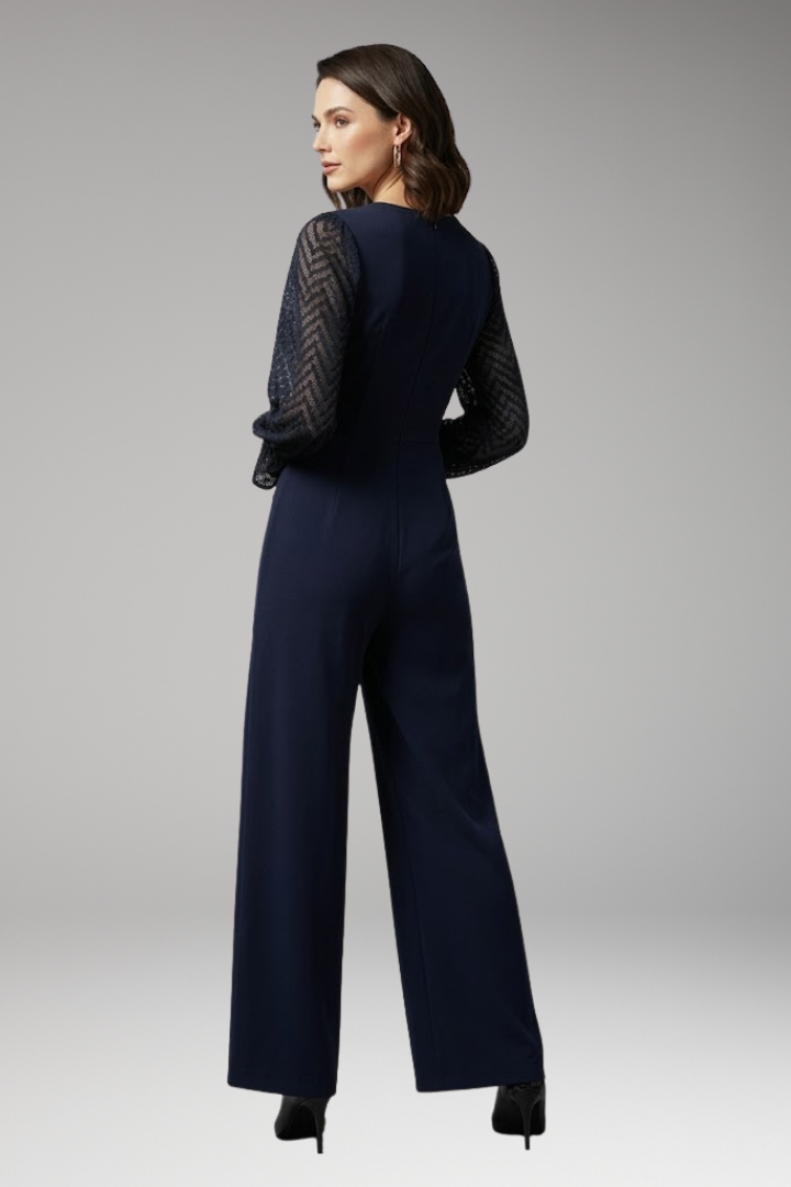 Women's Jumpsuit with Semi-Transparent Long Sleeves