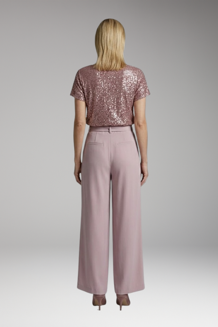 Women's Jumpsuit with Sequin Top and Waist Belt