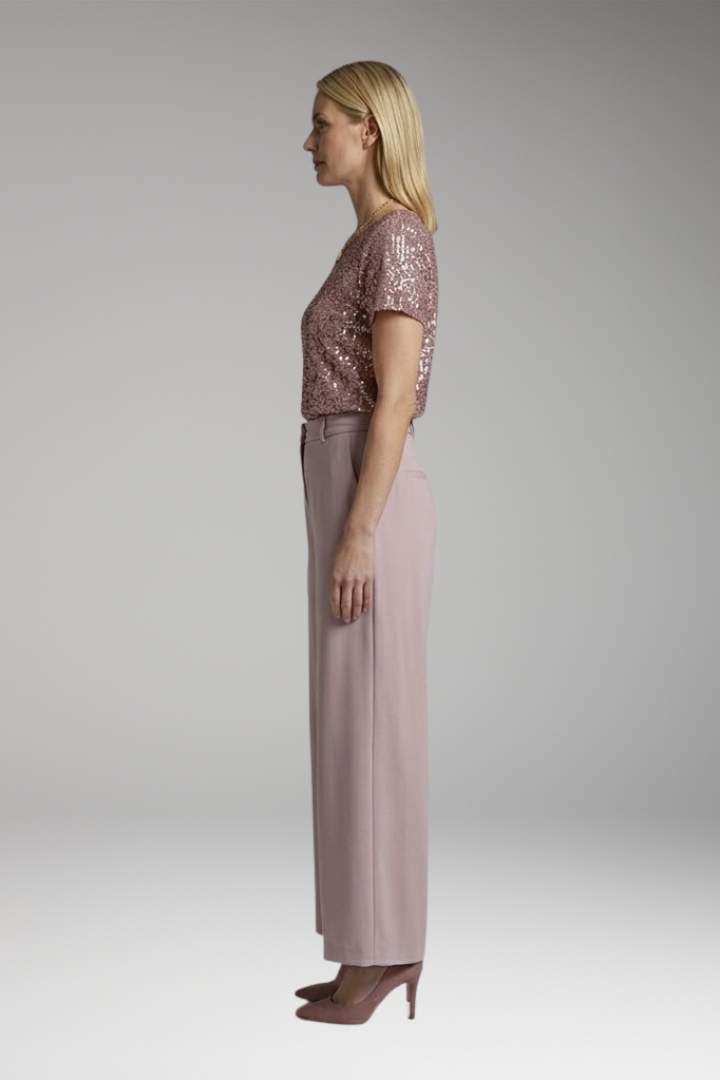 Women's Jumpsuit with Sequin Top and Waist Belt