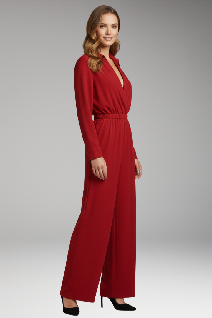 Women's Jumpsuit with Shirt Collar