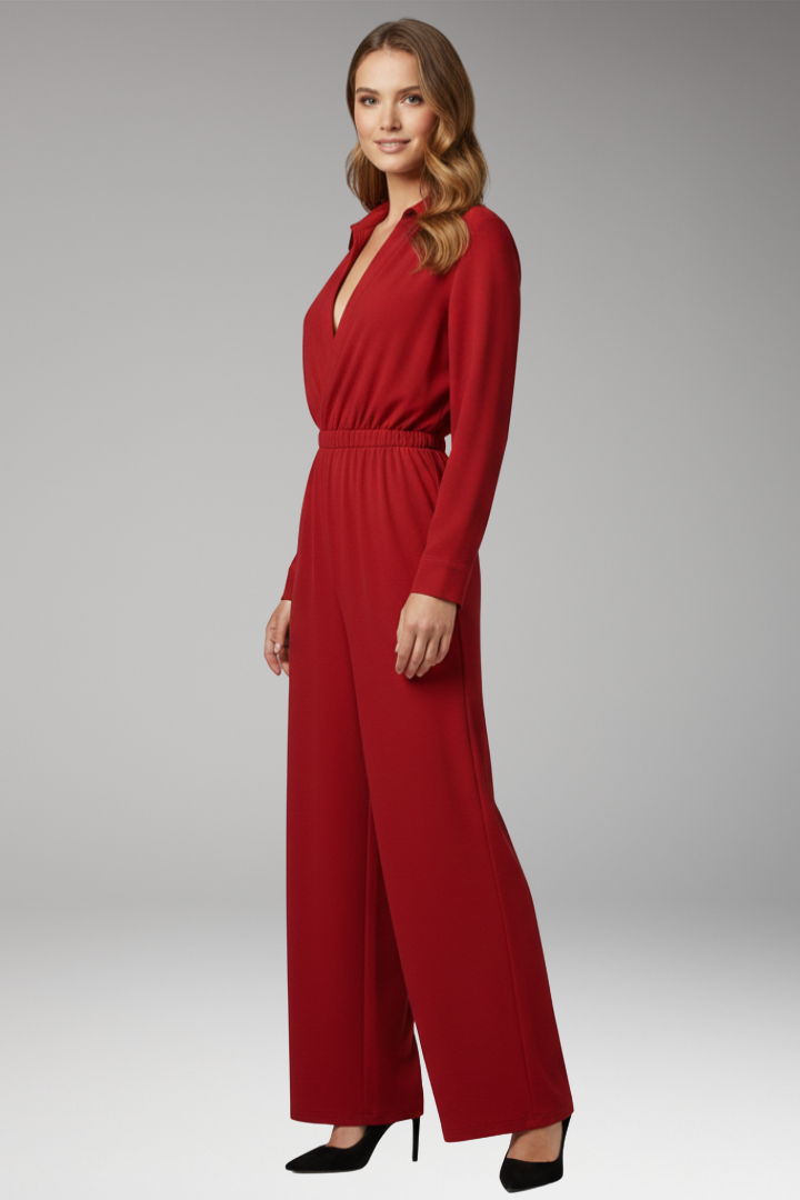 Women's Jumpsuit with Shirt Collar