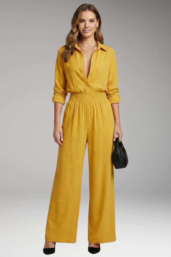 Women's Jumpsuit with Shirt Collar