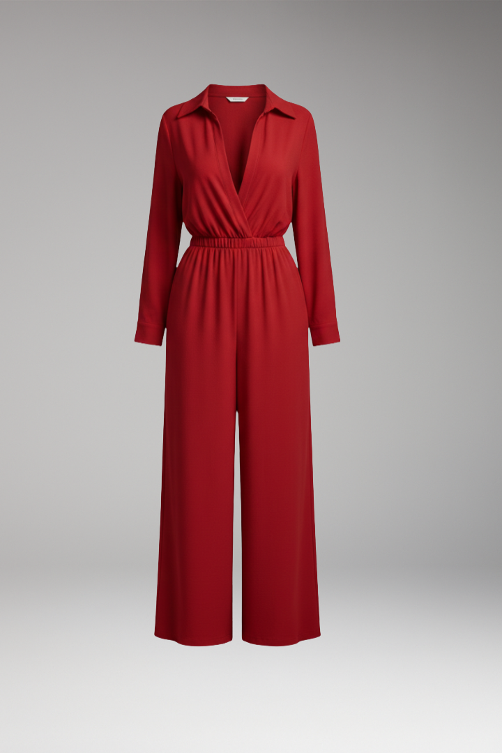 Women's Jumpsuit with Shirt Collar