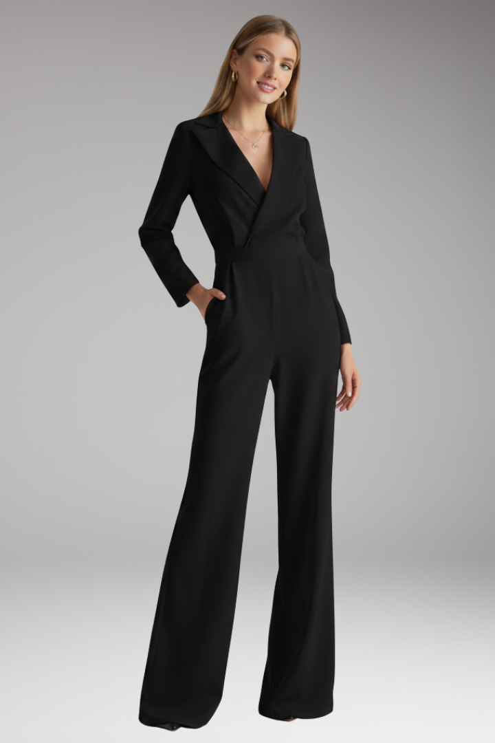 Women’s Jumpsuit with Shirt Collar and Wide Legs