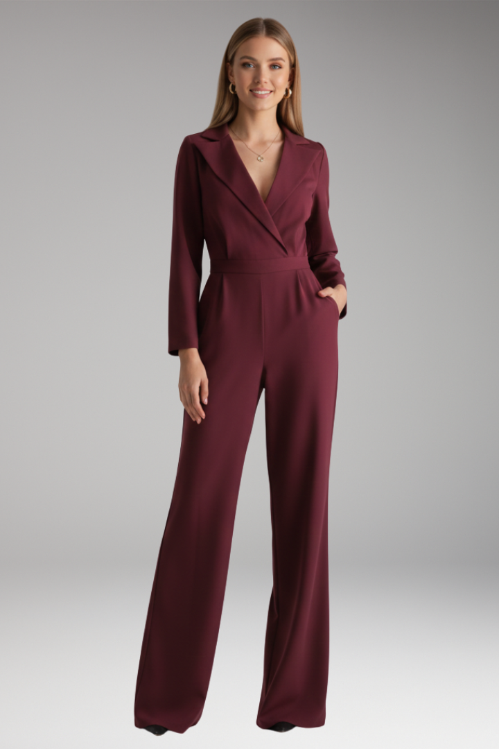 Women’s Jumpsuit with Shirt Collar and Wide Legs