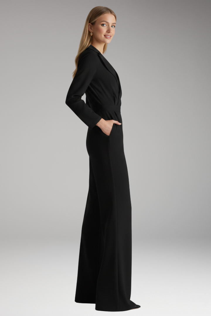 Women’s Jumpsuit with Shirt Collar and Wide Legs