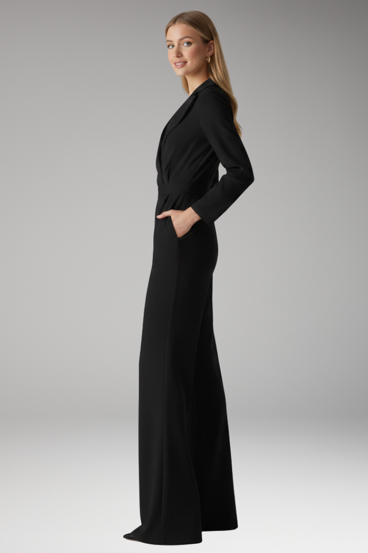 Women’s Jumpsuit with Shirt Collar and Wide Legs