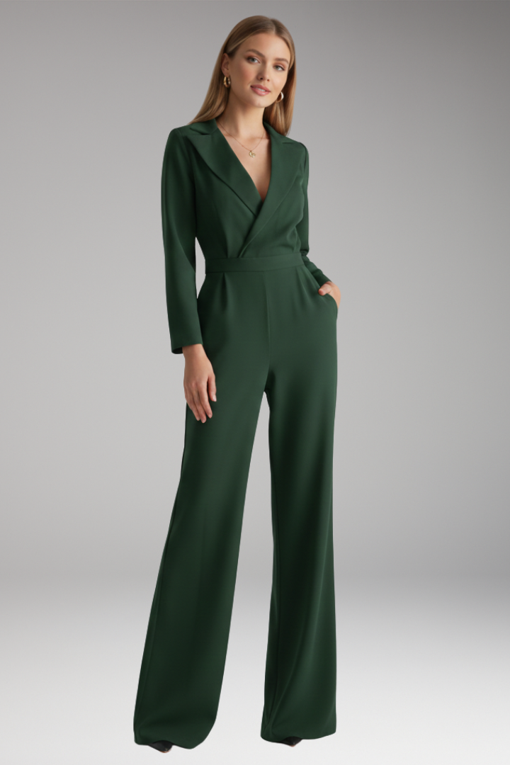 Women’s Jumpsuit with Shirt Collar and Wide Legs