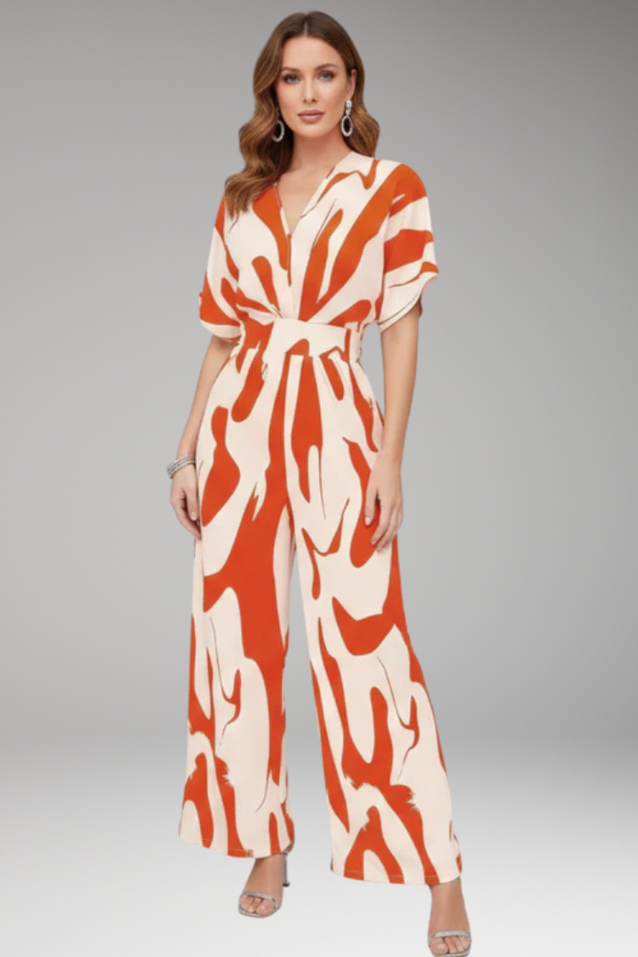 Women's Jumpsuit with Short Sleeve Design and Wide Legs