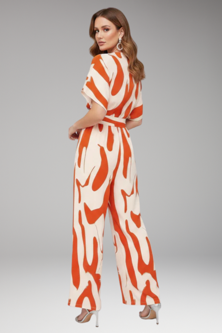 Women's Jumpsuit with Short Sleeve Design and Wide Legs